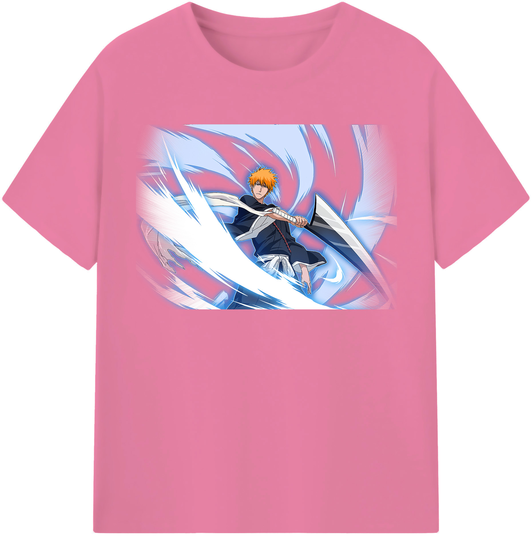 （画像用） ブリーチ 黒崎一護（くろさき いちご）BLEACH Kurosaki Ichigo 綿100％半袖Tシャツ（フロントプリント）